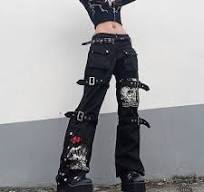 Buckle Strap Printed Cotton Cargo Pants