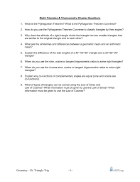 Right Triangles Trigonometry Chapter Questions What Is The