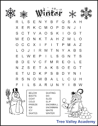 printable winter word search for grade 3 tree valley academy