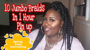 A chunky texture can be a welcome element if you are aiming for a solid yet intricate braided updo. Quick 10 Jumbo Braids Pin Up Spring Styling Youtube