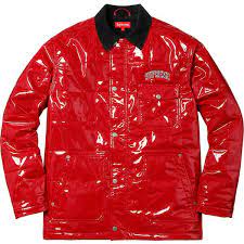Supreme Quilted Patent Vinyl Work Jacket Liked On Polyvore Featuring Outerwear Jackets Quilted Jackets Red Quilted Jacke Shiny Jacket Work Jackets Jackets