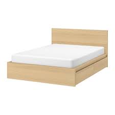 Malm High Bed Frame 4 Storage Boxes White Stained Oak Veneer Luroy Queen Ikea Malm Bed Frame Malm Bed High Bed Frame