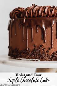 Moist Triple Chocolate Cake Stephanies Sweet Treats Recipe In 2020 Triple Chocolate Cake Cake Chocolate Cream Cheese Icing