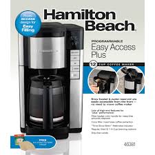 Hamilton beach programmable coffee maker, 12 cups, front access easy fill, pause & serve, 3 brewing options, black (46310). 46381 Hamilton Beach Programmable Coffee Maker Black 12 Cup Carafe With Easy Refilling Access Home Kitchen Coffee Makers Kalingauniversity Ac In