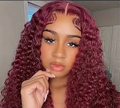 26 Inch red curly lace front wig Hair accessories