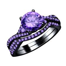 Black And Purple Rings For Couples Pin By Melissa Molloy On Rings Purple Engagement Rings Purple Rings Purple Jewelry