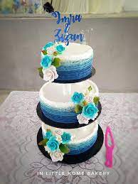 Kek kahwin 3 tingkat ( ed punya ). Kek Kahwin 3 Tingkat Tema Biru In Little Home Bakery Facebook