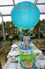 Hot Air Balloon Centerpiece For A Baby Boy Baby Shower Decorations For Boys Hot Air Balloon Baby Shower Baby Shower Balloons