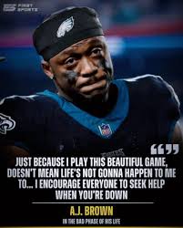 😢Eagles WR A.J. Brown talked about the time when he nearly took his own  life. Brown encourages everyone to seek help when you are down or at your  low point.😥🫡 #Eagles #ajbrown