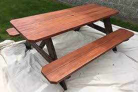 How To Stain A Picnic Table Outdoor Essentials In 2020 Outdoor Picnic Tables Picnic Table Picnic Table Makeover