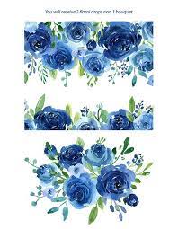 Select from premium watercolor flower of the highest quality. Watercolor Flowers Clipart Blue Roses Leaves Branches Free Etsy Flower Drawing Watercolor Flowers Watercolor Rose