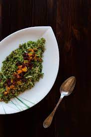 I am bringing this to share with my arugula loving friends for fiesta friday #25 at the novice gardener. Glorious Green Couscous Salad My Blue White Kitchen