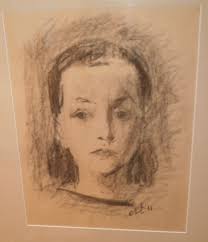 Young Woman Charcoal Drawing- 1950s-Robert Philipp