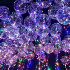 Christmas18inch Luminous Led Balloon Transparent Round Bubble Decoration Party Wedding Size Luminous Led Balloon Without Battery Wish Transparent Balloons Light Up Balloons Led Balloons