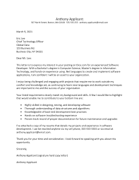 What to put in a cover letter. Software Developer Cover Letter And Resume Example