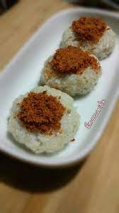 Ketan Punar Makan Khas Palembang Ketan Kukus Dengan Toping Abon Kelapa Atau Serundeng Makanan Kelapa