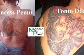 If you are an avid bimbo fan, you have certainly noticed the feather tattoo on the actress's left shoulder. Tonto Dike S Tattoo Gets Follower Rising Actress Princess Pemu Gets Exact Tattoos Photos