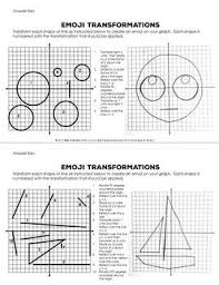 Transformations Practice Emojis Translate Reflect Rotate And Dilate Transformation Geometry Translations Math Transformations Math