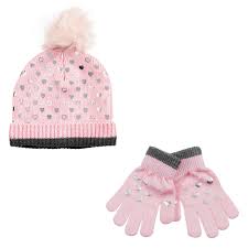 Σετ Χειμερινό για Κορίτσι Ροζ Σκουφί Πον Πον Γάντια Ασημί Foil Καρδιές 6  Ετών - 2 τμχ. < Σετ Αξεσουάρ Χειμωνιάτικα για Κορίτσια | Jumbo