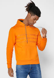 Buy Calvin Klein Orange Embroidered Hoodie For Men In Mena Worldwide K10k105720