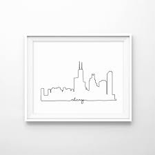 Chicago Skyline Print City Skyline Outline Poster City Etsy Draw chicago skyline in less than 5 minutes. chicago skyline print city skyline outline poster city skyline sketch art minimalist abstract line print large poster digital download