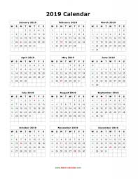 Download Blank 2019 Calendar Templates Yearly Calendar Template Printable Yearly Calendar 12 Month Calendar Printable