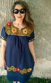 L Xl Mexican Dress Handmade Embroidery Embroidery Dress Traditional Tunic Bohemian Dress Huipil Dress Frida Style Plus Size Mexican Dresses Bohemian Dress Black Dress With Sleeves