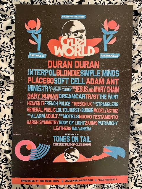Cruel World Festival 2024 Poster-11x17 reprint Duran Duran, Interpol,  Placebo | eBay