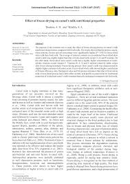 The nutritional benefits of camel milk powder are endless. Pdf Effect Of Freeze Drying On Camel S Milk Nutritional Properties