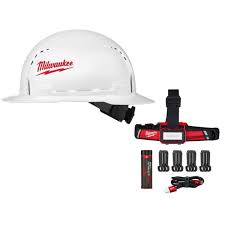 Milwaukee 600 Lumens Led Redlithium Usb Low Profile Hard Hat Headlamp W Bolt White Type 1 Class C Full Brim Vented Hard Hat 48 73 1010 2115 21 The Home Depot