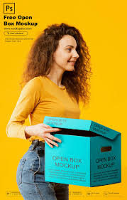 Download Free Woman Holding Open Box Mockup Psd Template Box Mockup Packaging Template Design Packaging Template