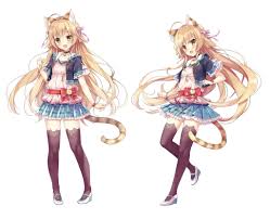 At least that's what i picture when watching an anime. 576138 Tail Long Hair Bow Clothing Blonde Cat Girl Yellow Eyes Smile Wallpaper Mocah Org