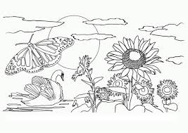 Trees and bushes, clouds drifting across the sky, river waters flowing away and ocean waves rolling. Beautiful View Of Nature Coloring Page Color Luna