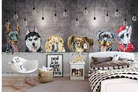 Nordic Simple Cartoon Dogs Nursery Wallpaper Wall Mural Grey Etsy In 2021 Kids Bedroom Wall Decor Wallpaper Walls Decor Nursery Wallpaper
