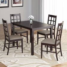 5pc Wooden Cappuccino Dining Set With Leatherette Seats Chairs Rectangle Table 5pcwoodencapp Rustic Dining Room Sets Solid Wood Dining Set Dining Table Chairs