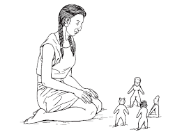 5 Joyce Marcus' reconstruction of figurines in an Oaxaca house (after...