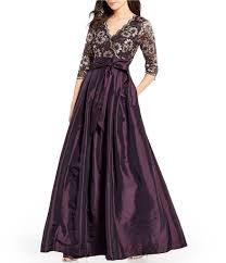 Jessica Howard V Neck 3 4 Sleeve Lace Taffeta Ball Gown Dillard S Evening Gowns Formal Mother Of The Bride Dresses Ball Gowns