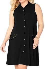 Fashion Women Plus Size Casual Button Shirt Dress Zipper