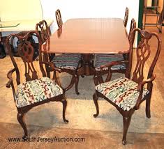 The oval table measures 44 x 67and has 2 leaves (16 each). Sold Price 7 Piece Solid Cherry Banded Queen Anne Dining Room Table With 6 Shell Carved Chairs And 2 Leaves By Thomasville Furniture Invalid Date Edt