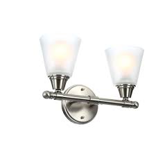 Tips for installing vanity lights in your bathroom. Hampton Bay 2 Light Brushed Nickel Vanity Light With Frosted White Glass Shades Gjk1392a 2 Bn The Home Depot