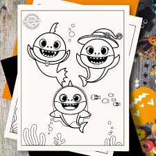 Sharks coloring pages for kids. Free Adorable Baby Shark Halloween Coloring Pages For Kids