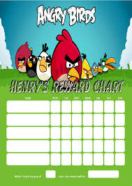 Personalised Angry Birds Reward Chart Adding Photo Option Available