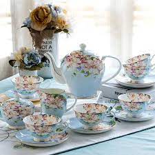 Real Bone China 21 Piece Set Tea Cups Vintage Tea Pots Vintage Tea Cup Set