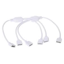 2pcs Set 4 Pin Rgb Controller Pure Copper 1 To 2 Splitter Cable Led Light Strip Connectors For 5050 3528 Led Strip 31cm Whit