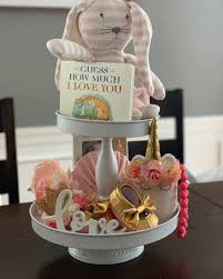 I Made This Tray For My Friends Baby Shower Today Tieredtray Tieritup Tieredtraydecor Tieredtraysandholidays Tiered Tray Decor Tiered Tray Baby Shower