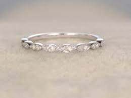 Diamond Wedding Rings For Her 14k White Gold Antique Art Deco Half Eternity Band Marqui Diamond Wedding Bands Pave Diamond Wedding Bands Gold Anniversary Rings