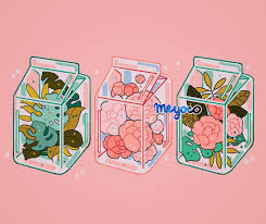 Milk Box Terrarium Kawaii Drawings Cute Art Kawaii Art
