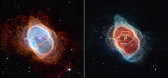Nebulosa del anillo Sur Esta nebulosa planetaria, ubicada en la  constelación de Vela, a una distancia aproximada de 2000 años luz. Este  escenario es creado por una enana blanca que representa los