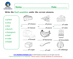 Learn noun definition and useful list of nouns in english with different types. Food Quantities Worksheet Nouns Basic Grammar For Kids The Kids Worksheets