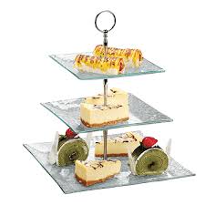3 rectangular plates and rack are included in this package. 3 Layer Glass Serving Tray Masflex